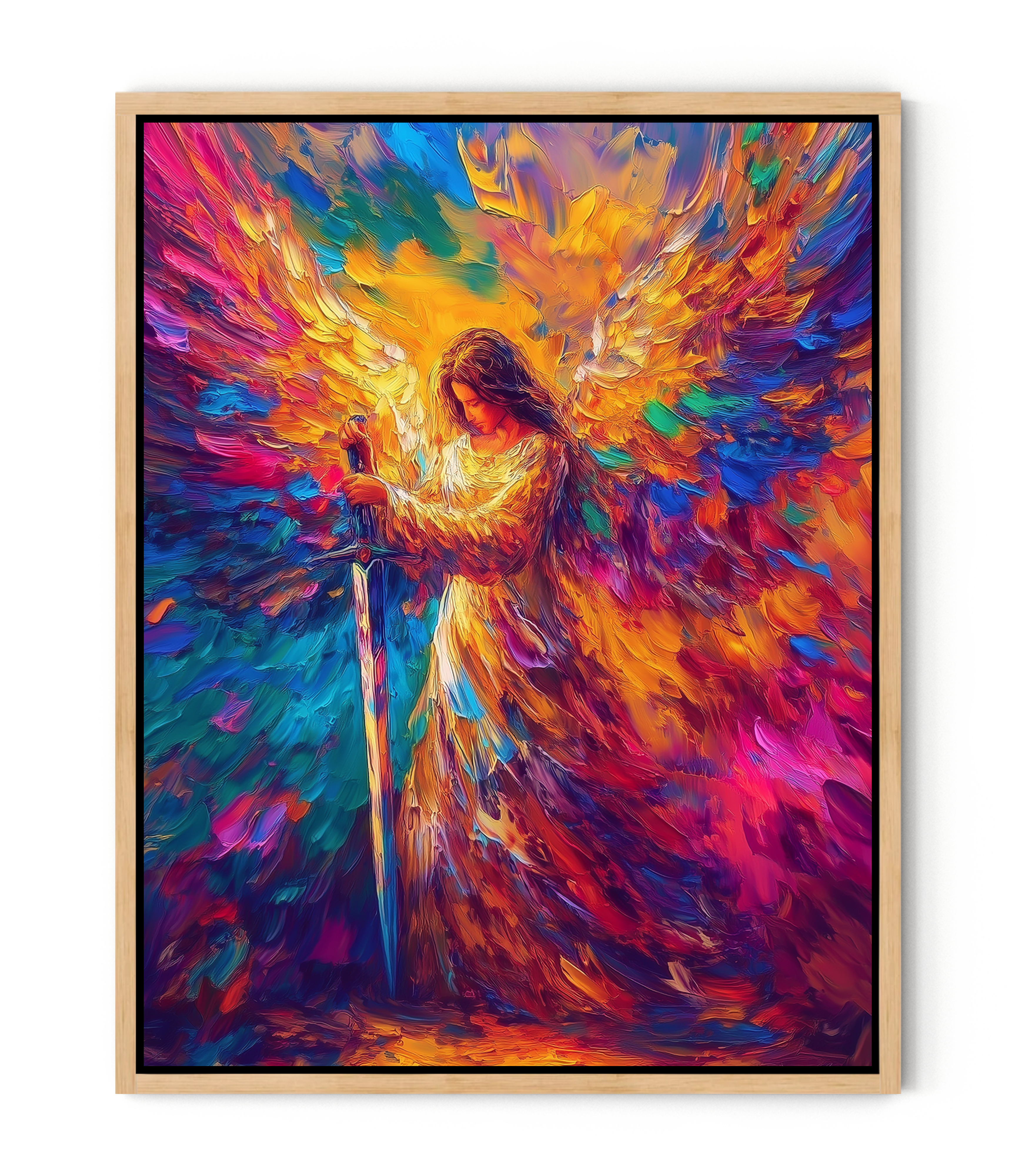 Warrior Angel — Frameless Canvas Inspired by Psalm 91:11