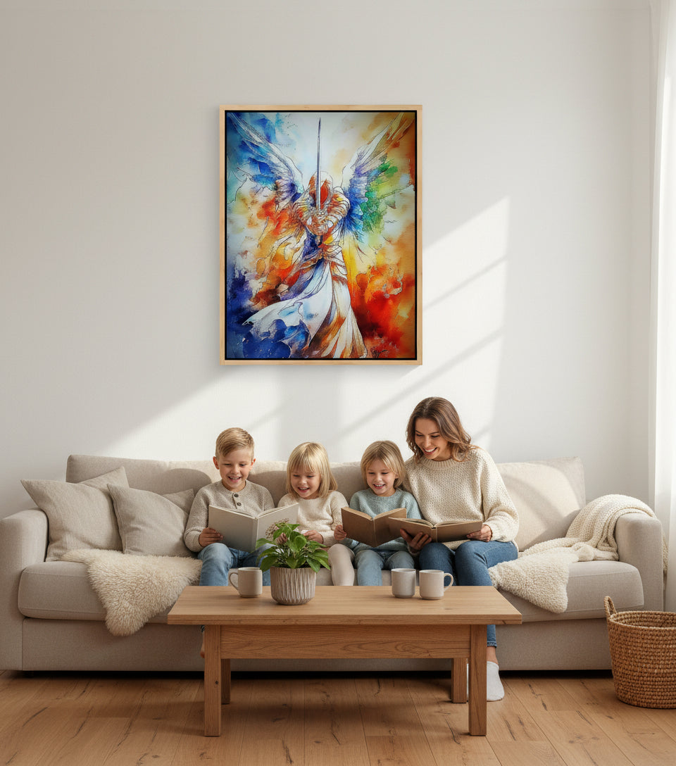 Sword of the Guardian Angel – Heavenly Warrior Wall Art | Christian Angel Canvas Print