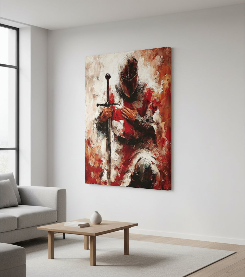Knight of God in Devotion – Inspirational Christian Canvas