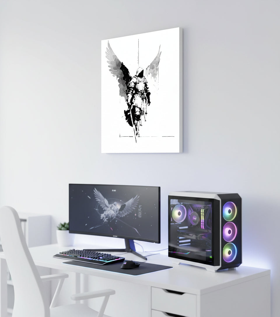 Heavenly Guardian Warrior – Angel with Sword Christian Wall Art