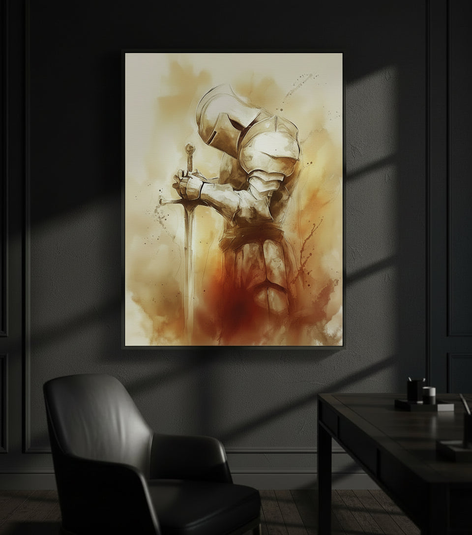 Faithful Warrior Prayer Canvas – Christian Armor of God Art