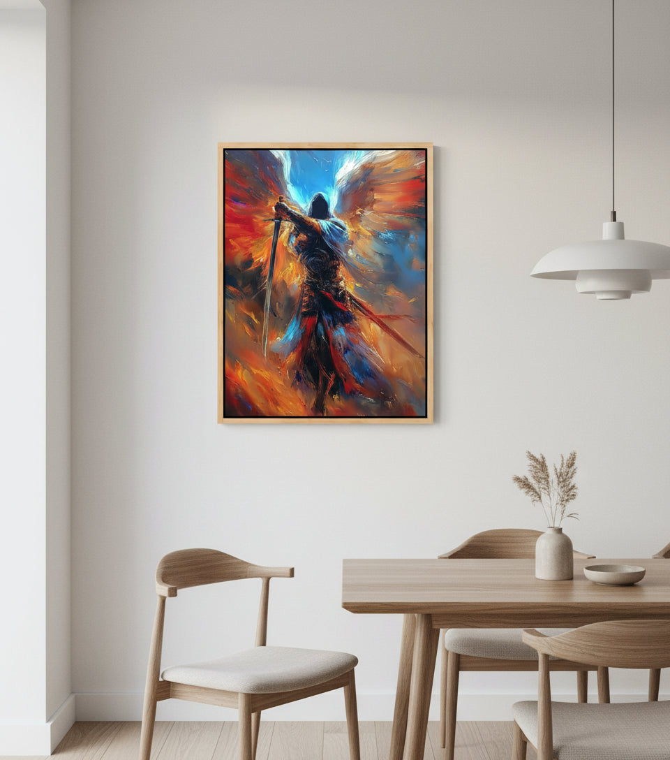 Celestial Warrior – Epic Angelic Canvas Art for Gaming Rooms | Frameless Wall Poster #SOF16