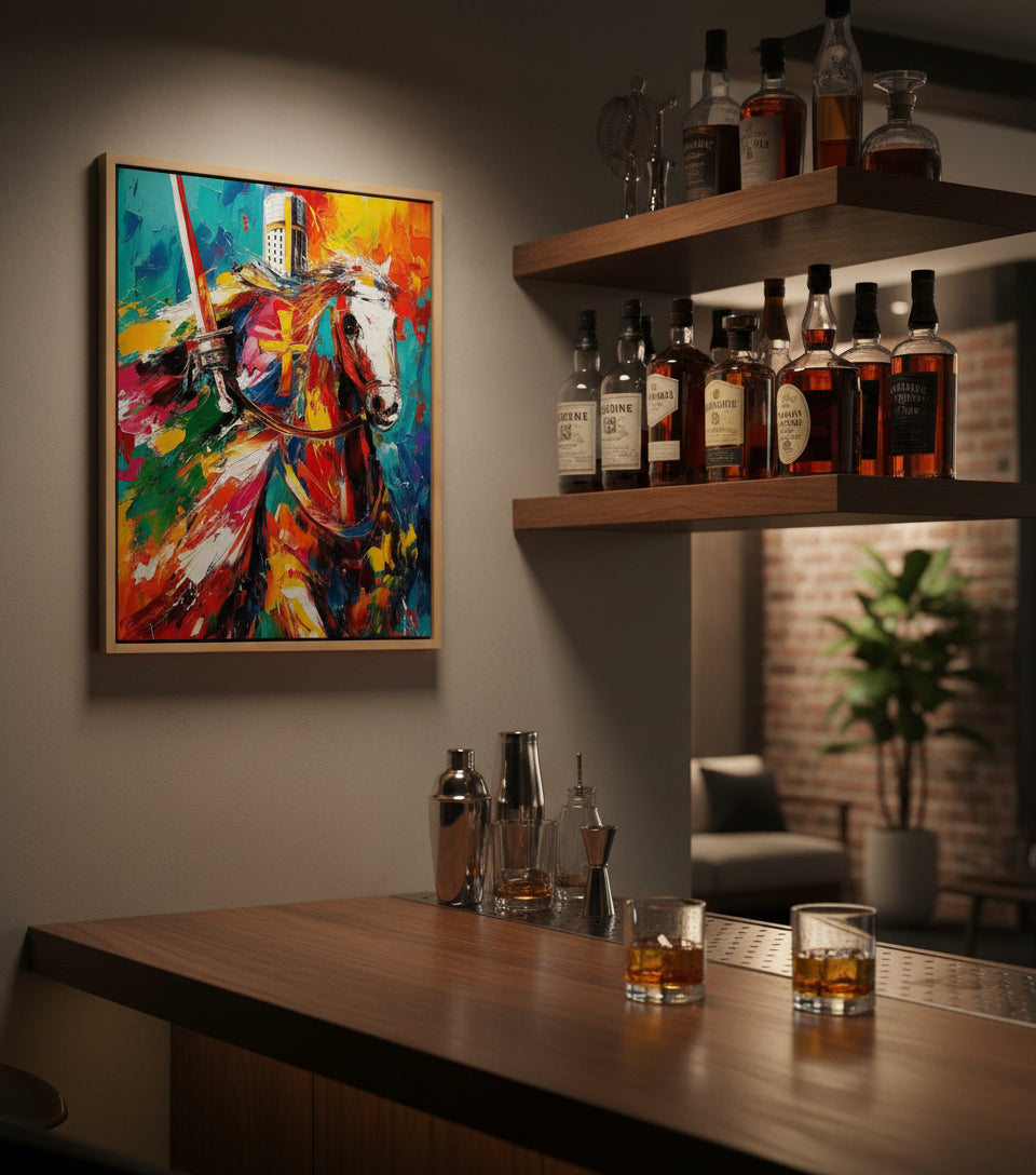 Christian Knight on White Horse Canvas – Spiritual Warrior Wall Art, Faith Battle Painting, Revelation 19:11