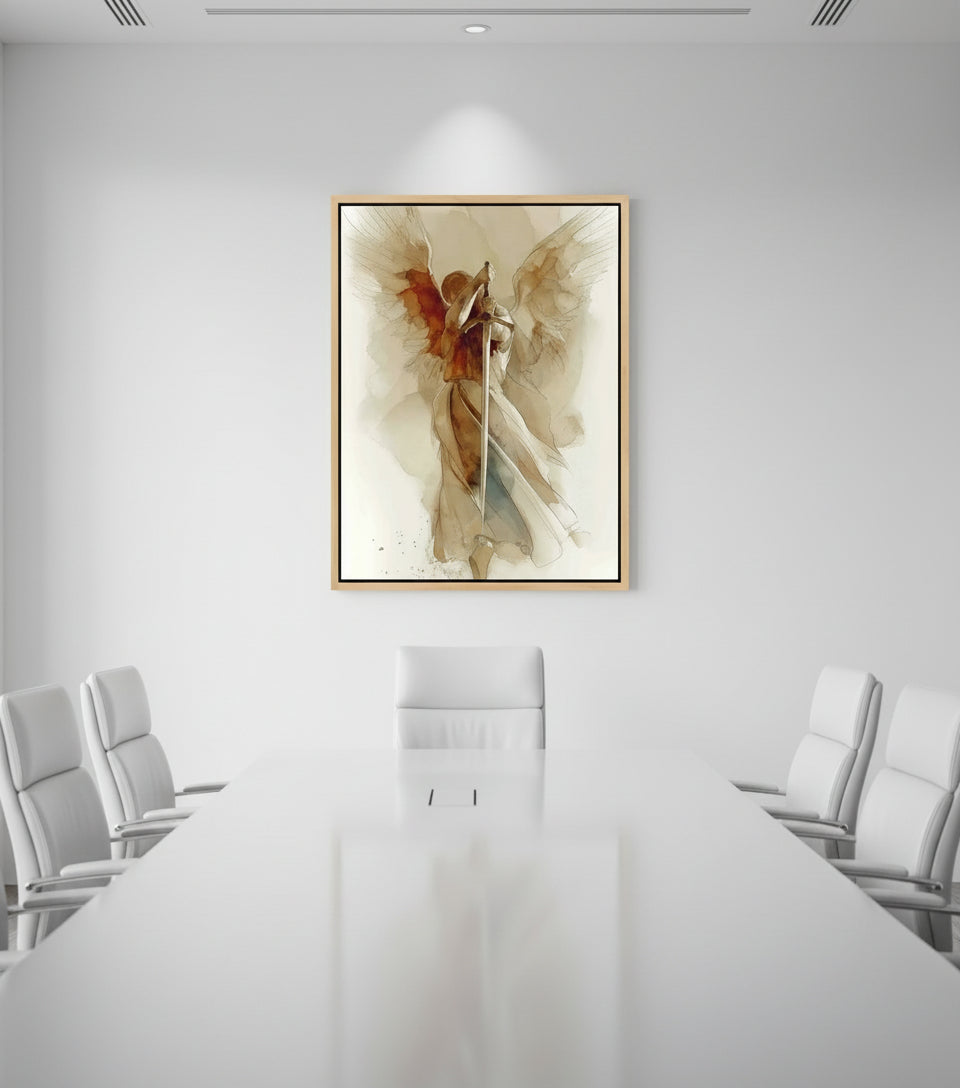 The Watchful Guardian — Inspired by Psalm 34:7 | Minimalist Angel Canvas