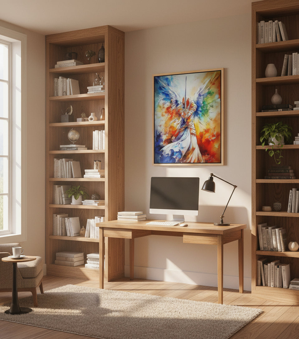 Sword of the Guardian Angel – Heavenly Warrior Wall Art | Christian Angel Canvas Print