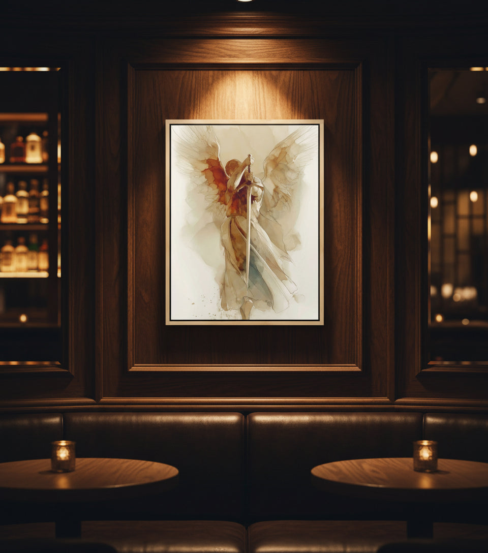 The Watchful Guardian — Inspired by Psalm 34:7 | Minimalist Angel Canvas