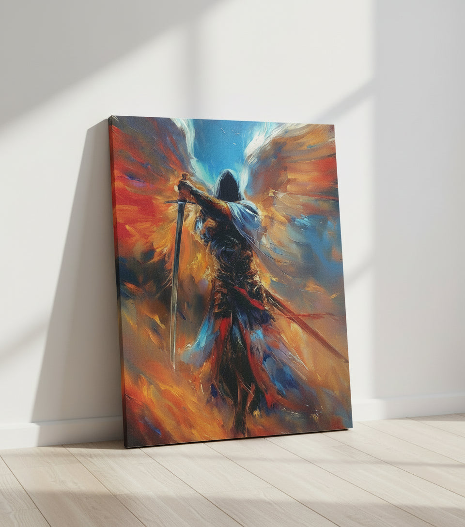 Celestial Warrior – Epic Angelic Canvas Art for Gaming Rooms | Frameless Wall Poster #SOF16