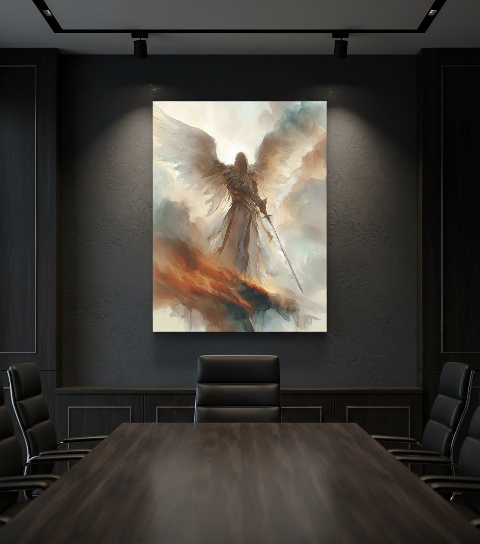 Heavenly Guardian with Sword – Angel Warrior Wall Art