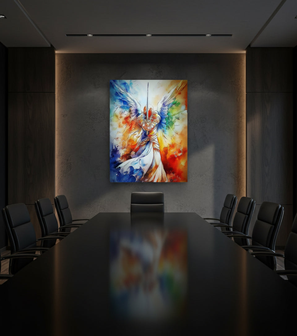 Sword of the Guardian Angel – Heavenly Warrior Wall Art | Christian Angel Canvas Print
