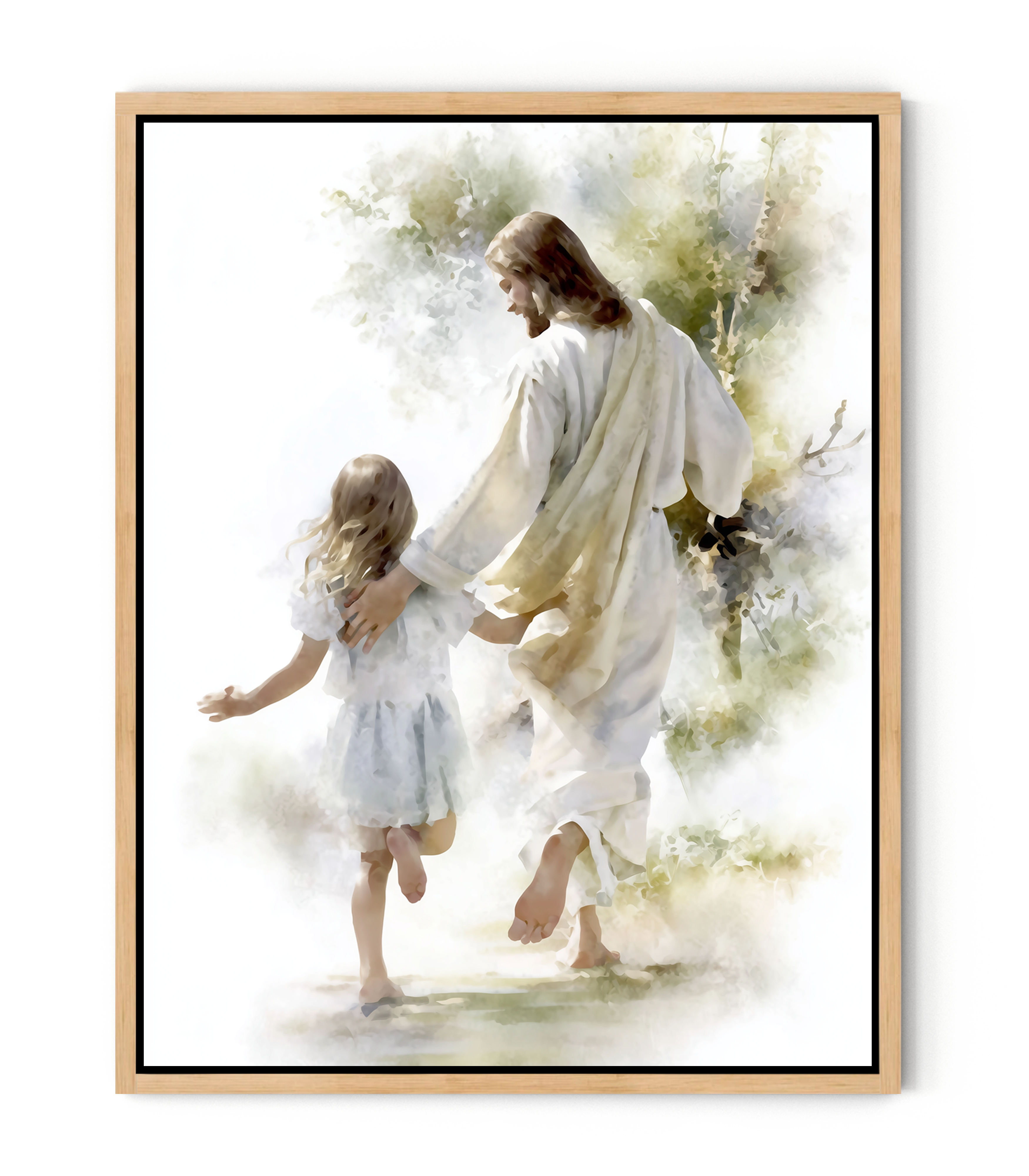 Jesus and Little Girl Watercolor – Christian Art Print