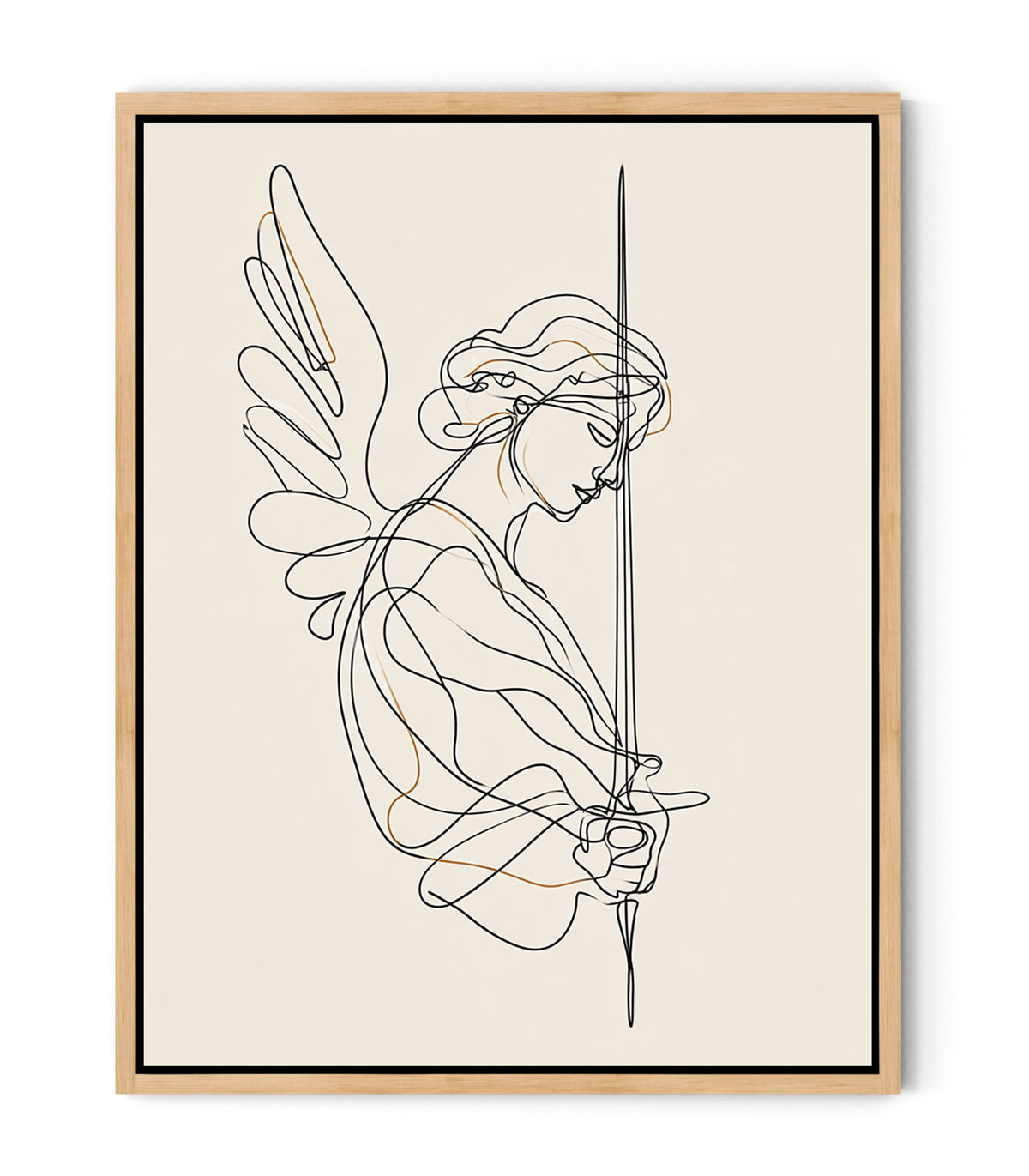 Angel of Courage – Minimalist Warrior Angel Christian Wall Art