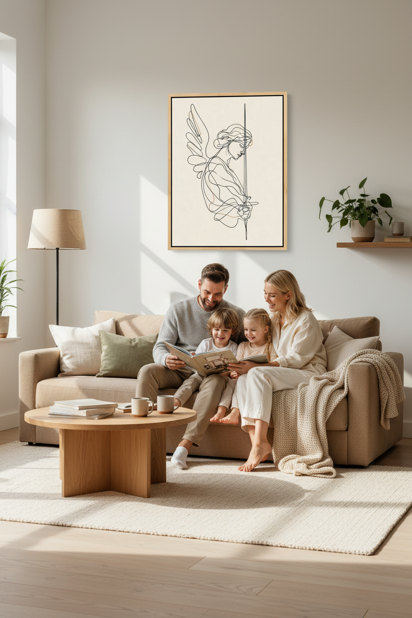 Angel of Courage – Minimalist Warrior Angel Christian Wall Art