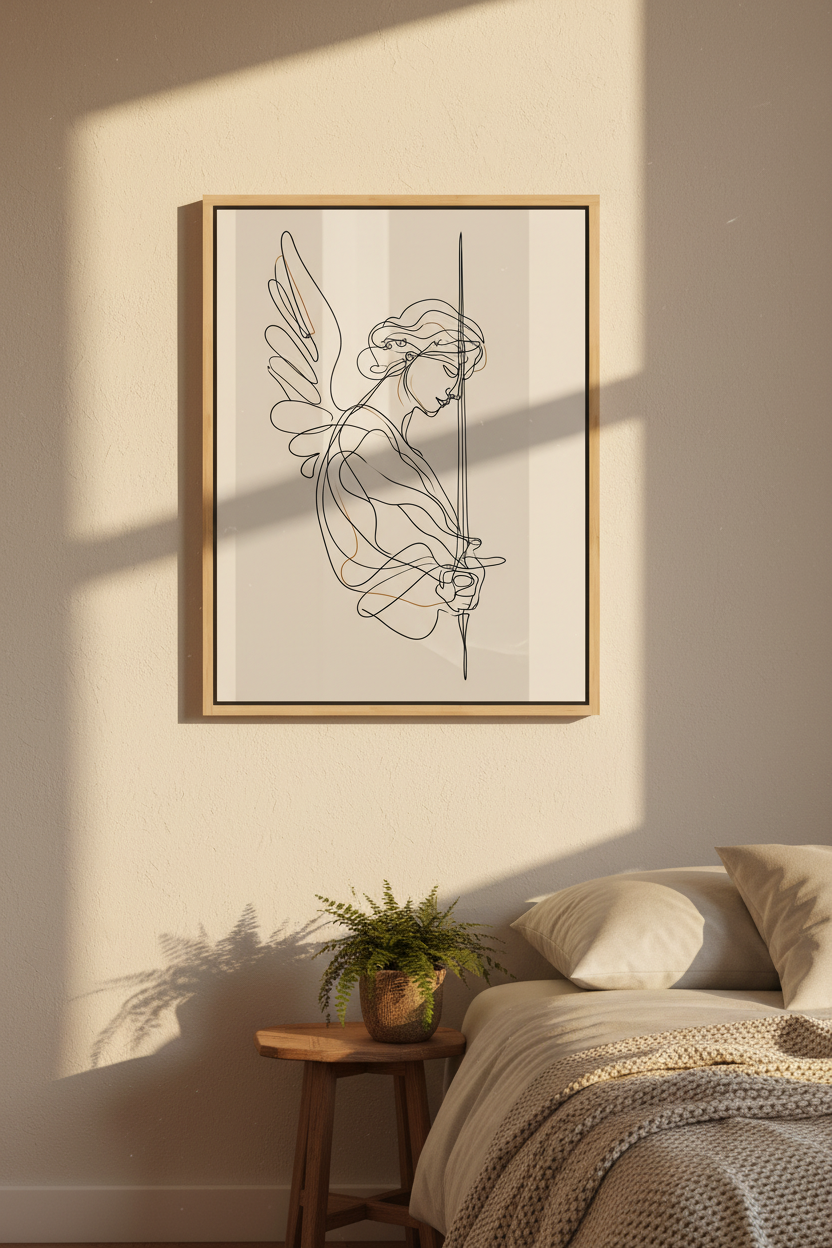 Angel of Courage – Minimalist Warrior Angel Christian Wall Art