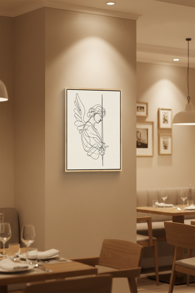 Angel of Courage – Minimalist Warrior Angel Christian Wall Art