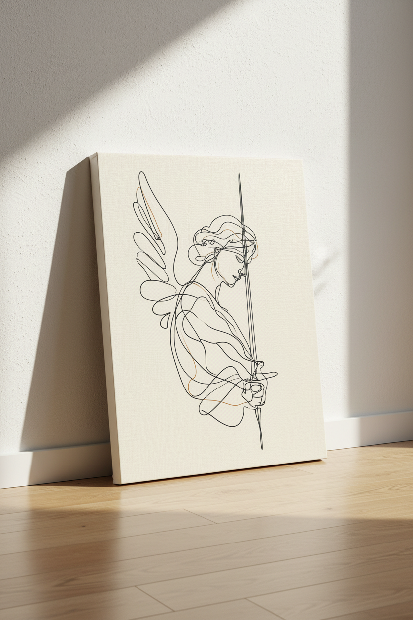 Angel of Courage – Minimalist Warrior Angel Christian Wall Art