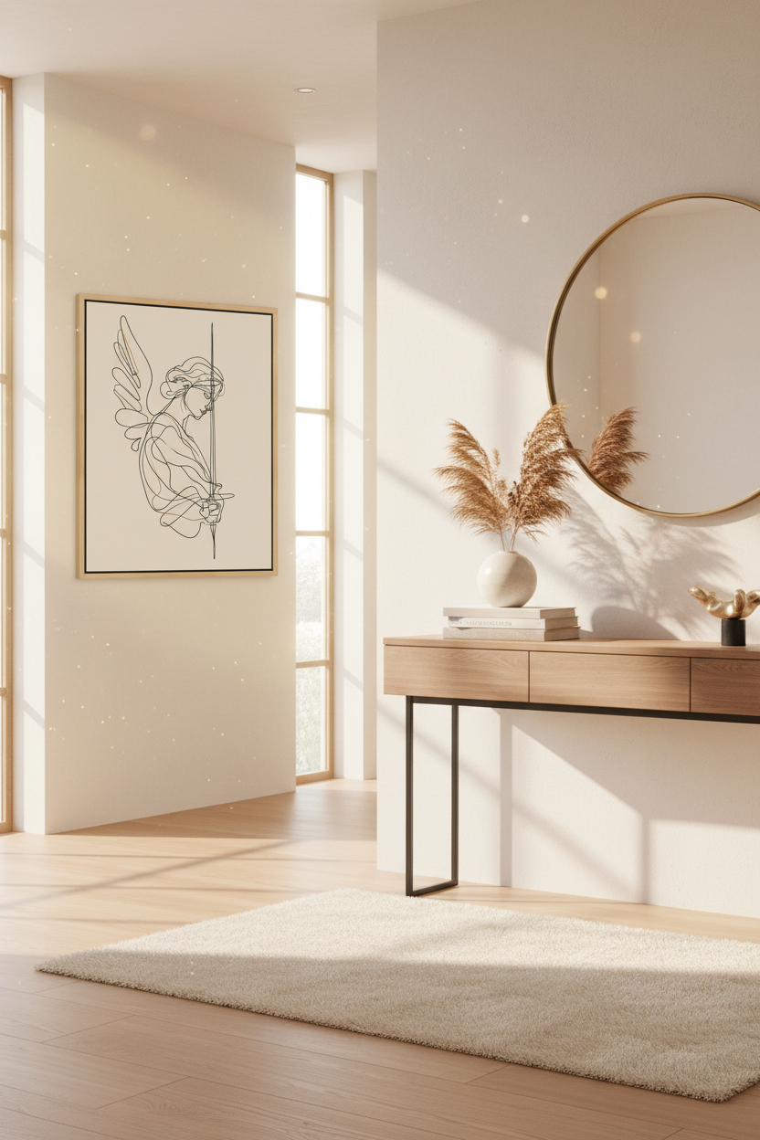 Angel of Courage – Minimalist Warrior Angel Christian Wall Art