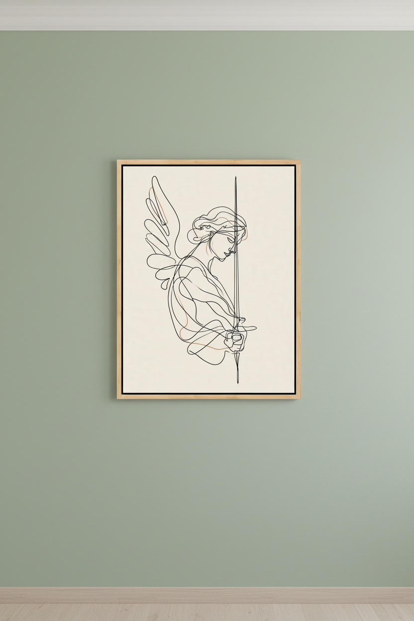 Angel of Courage – Minimalist Warrior Angel Christian Wall Art
