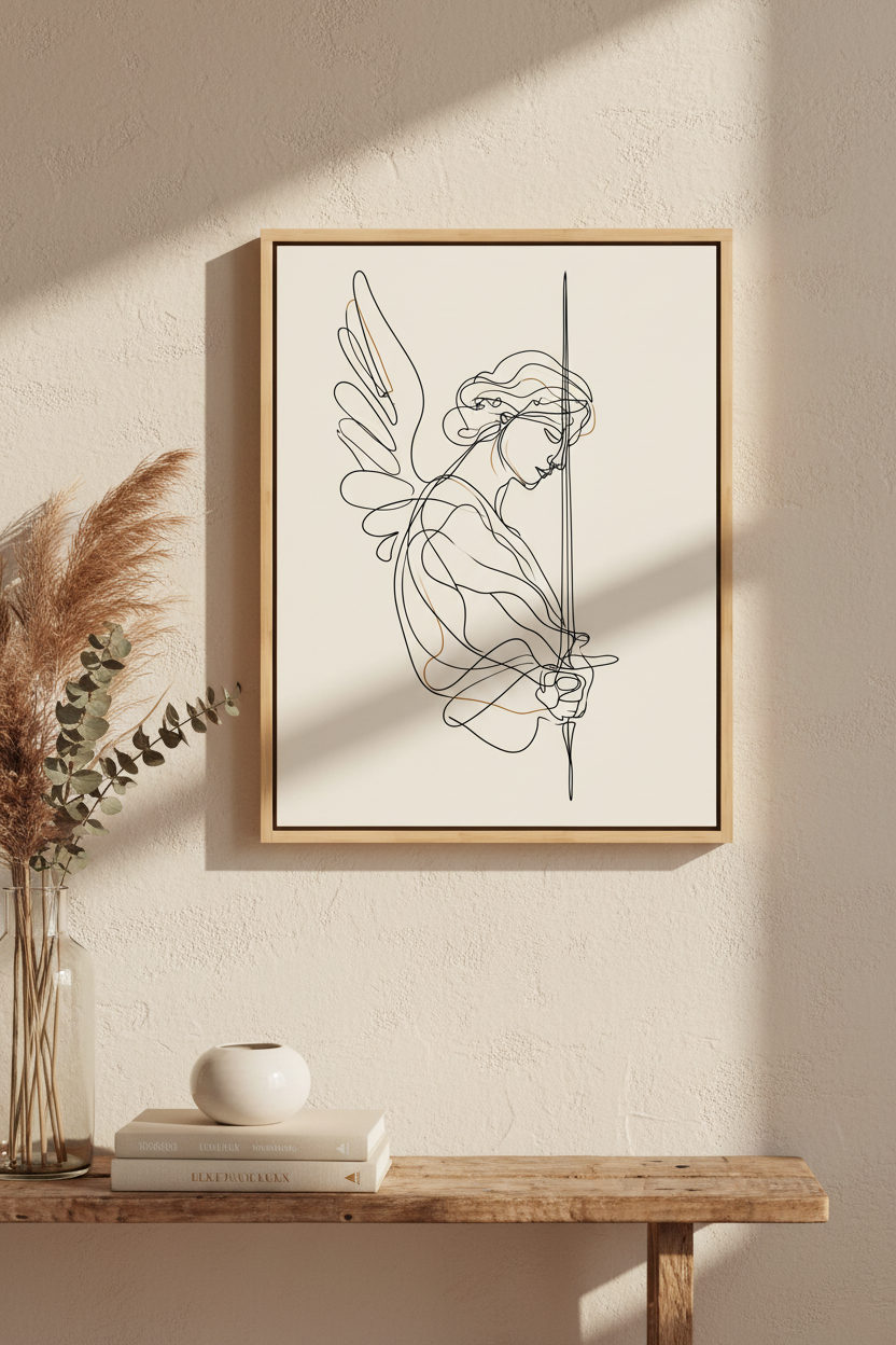 Angel of Courage – Minimalist Warrior Angel Christian Wall Art