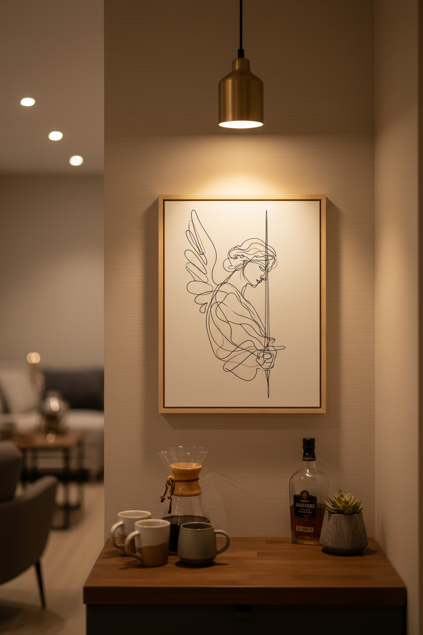 Angel of Courage – Minimalist Warrior Angel Christian Wall Art