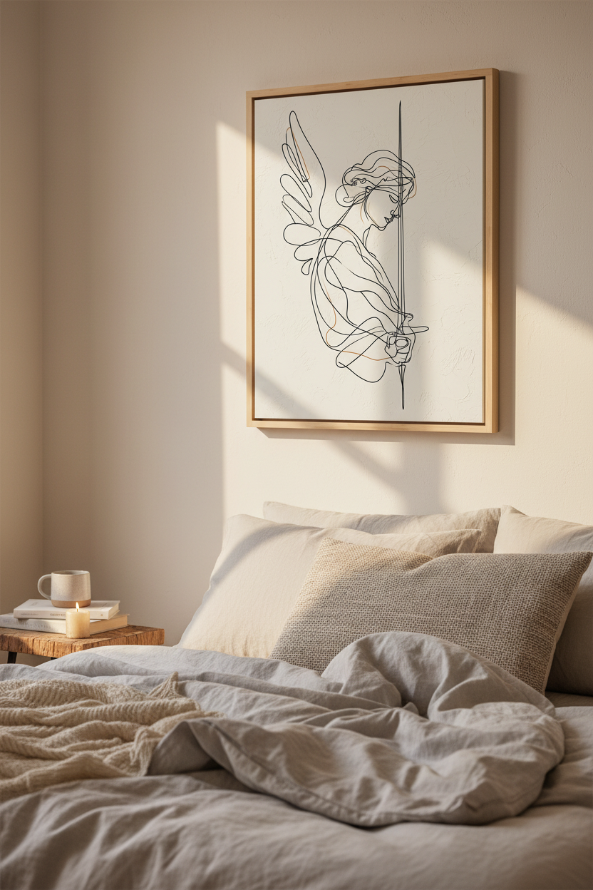 Angel of Courage – Minimalist Warrior Angel Christian Wall Art