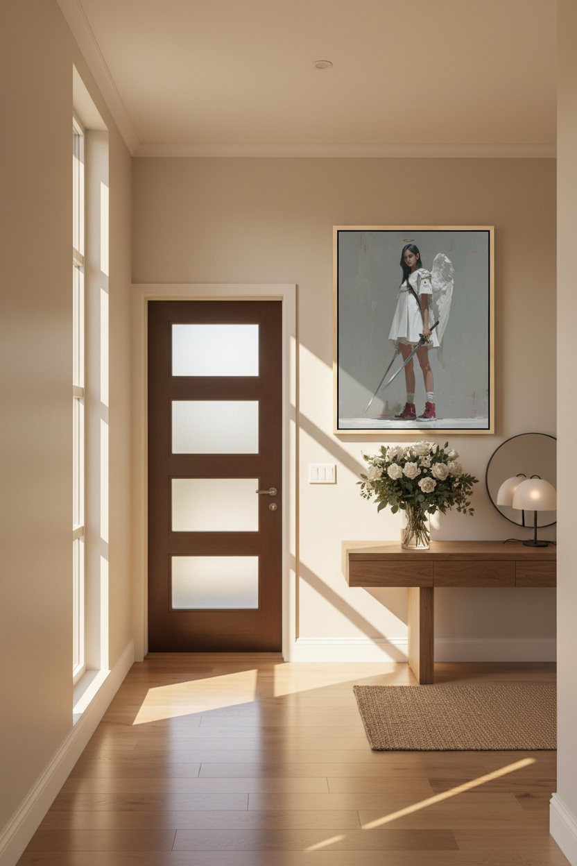 Guardian of the Cross – Modern Christian Angel Warrior Canvas Wall Art