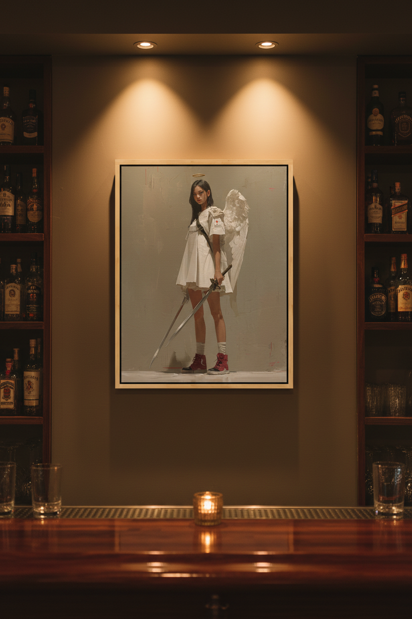 Guardian of the Cross – Modern Christian Angel Warrior Canvas Wall Art