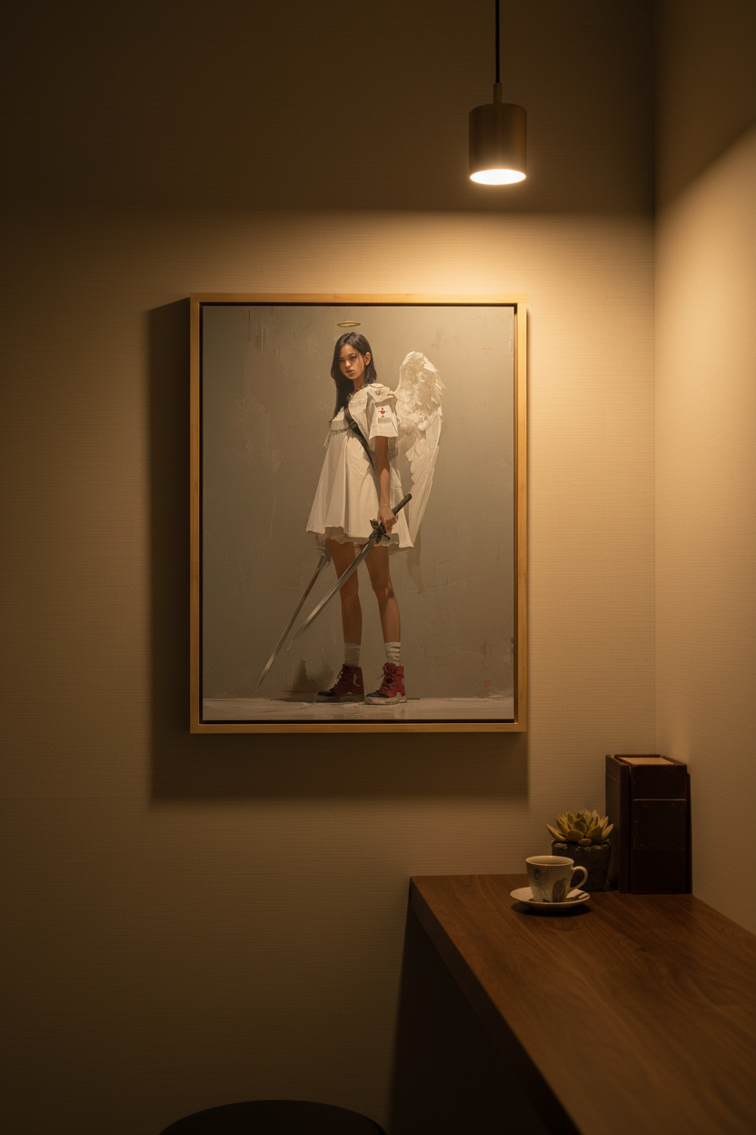 Guardian of the Cross – Modern Christian Angel Warrior Canvas Wall Art