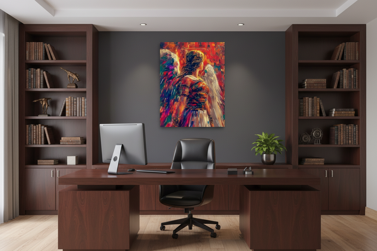 Wings of Grace – Colorful Christian Angel Canvas Wall Art