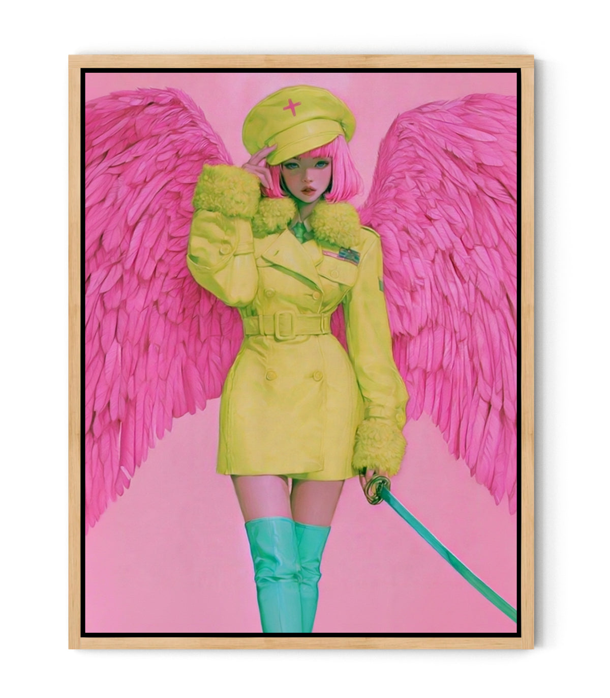 Fearless in Faith – Modern Pink Angel Christian Canvas Wall Art