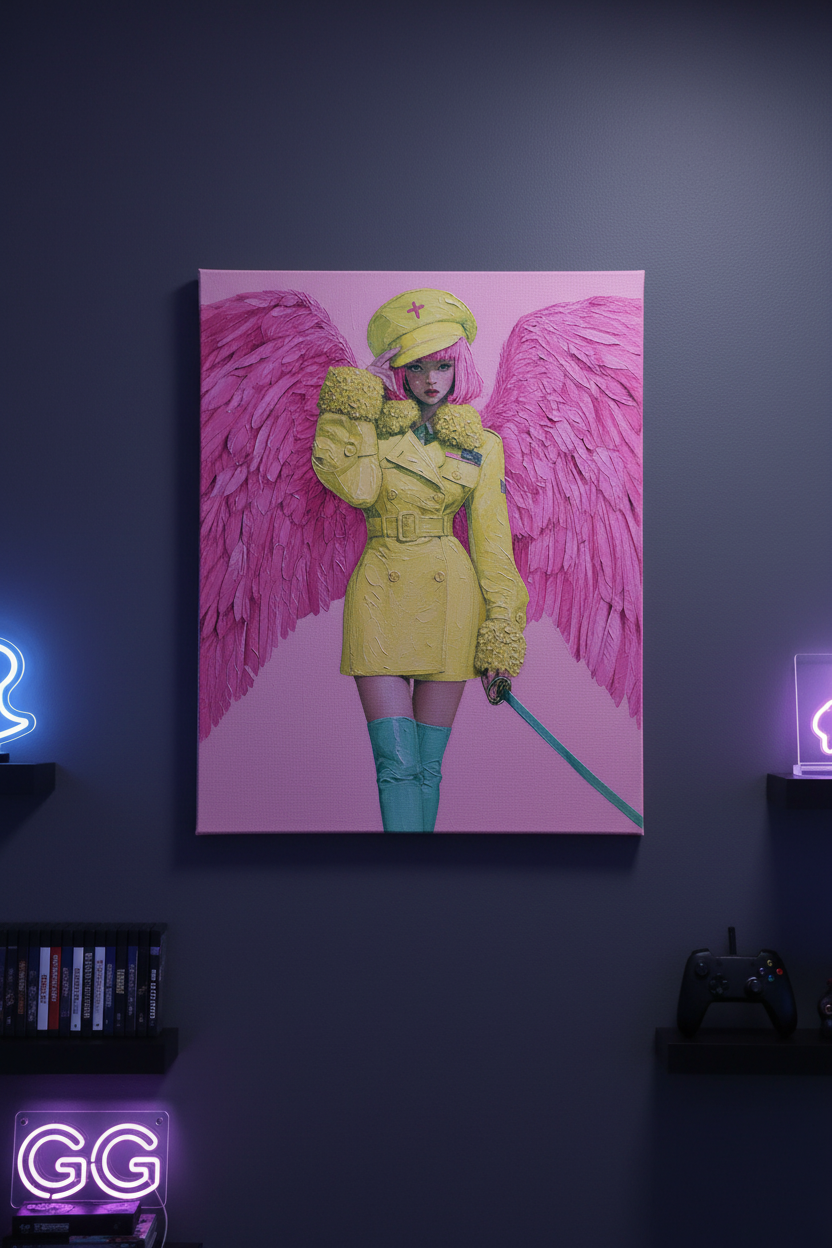Fearless in Faith – Modern Pink Angel Christian Canvas Wall Art