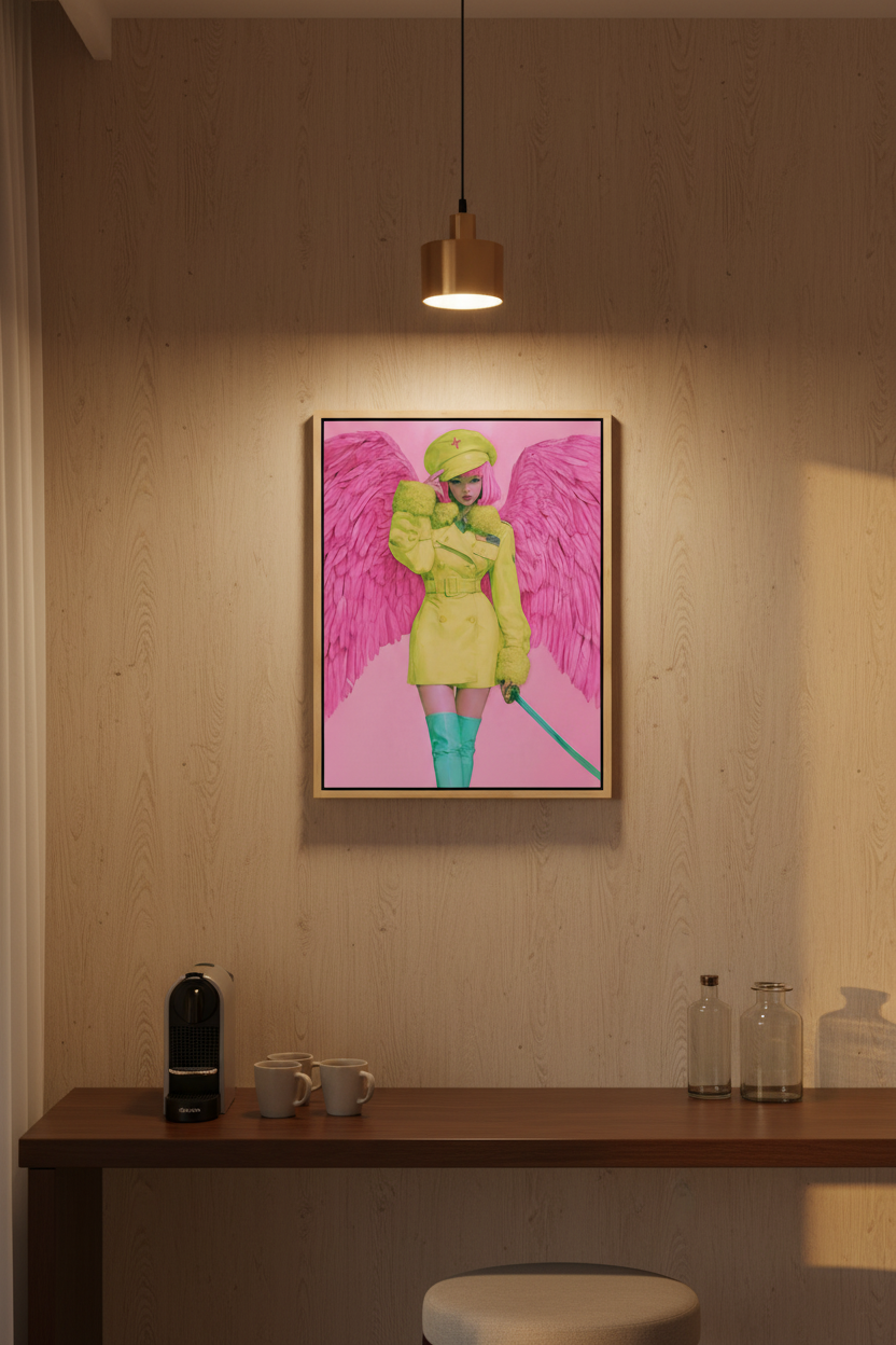 Fearless in Faith – Modern Pink Angel Christian Canvas Wall Art