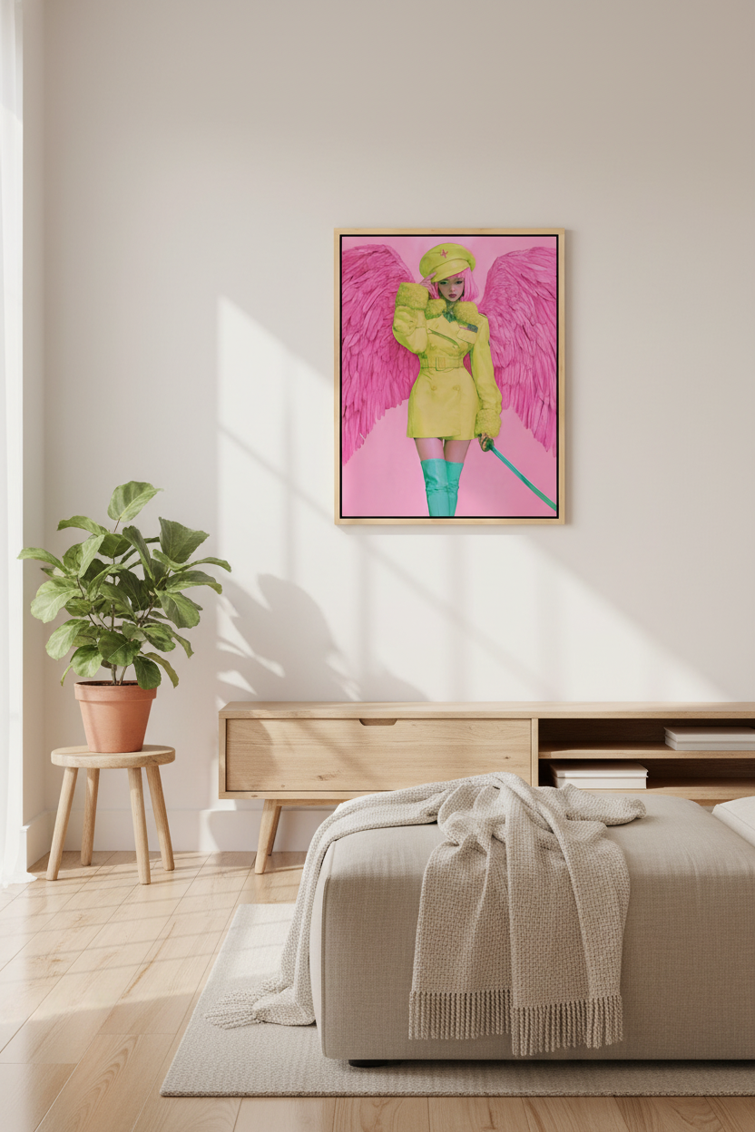 Fearless in Faith – Modern Pink Angel Christian Canvas Wall Art