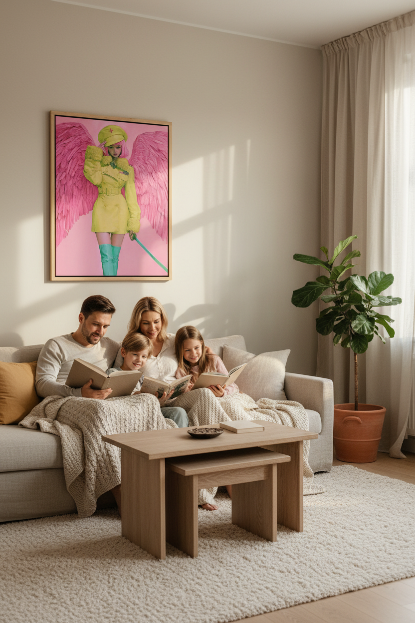 Fearless in Faith – Modern Pink Angel Christian Canvas Wall Art