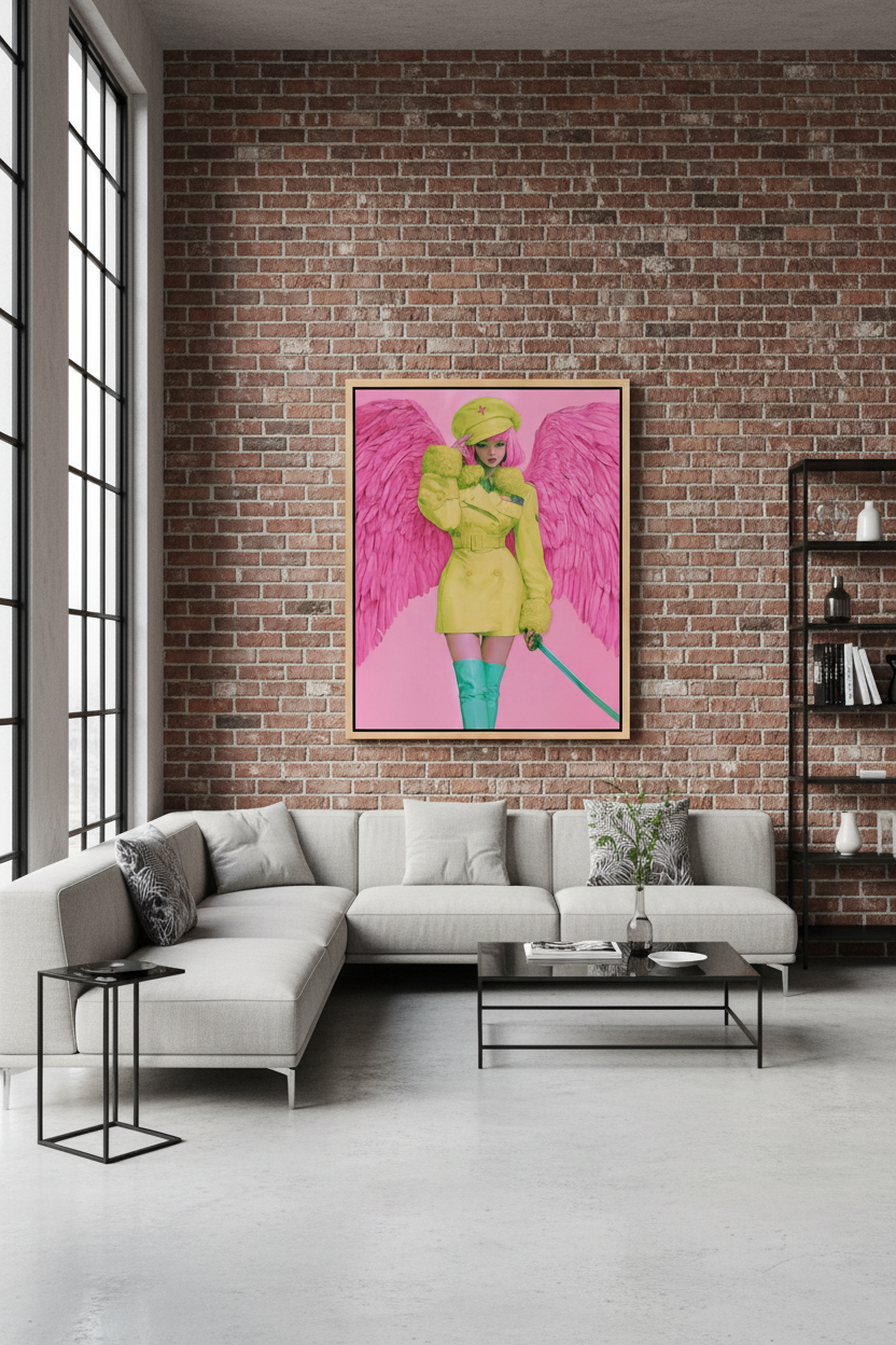 Fearless in Faith – Modern Pink Angel Christian Canvas Wall Art