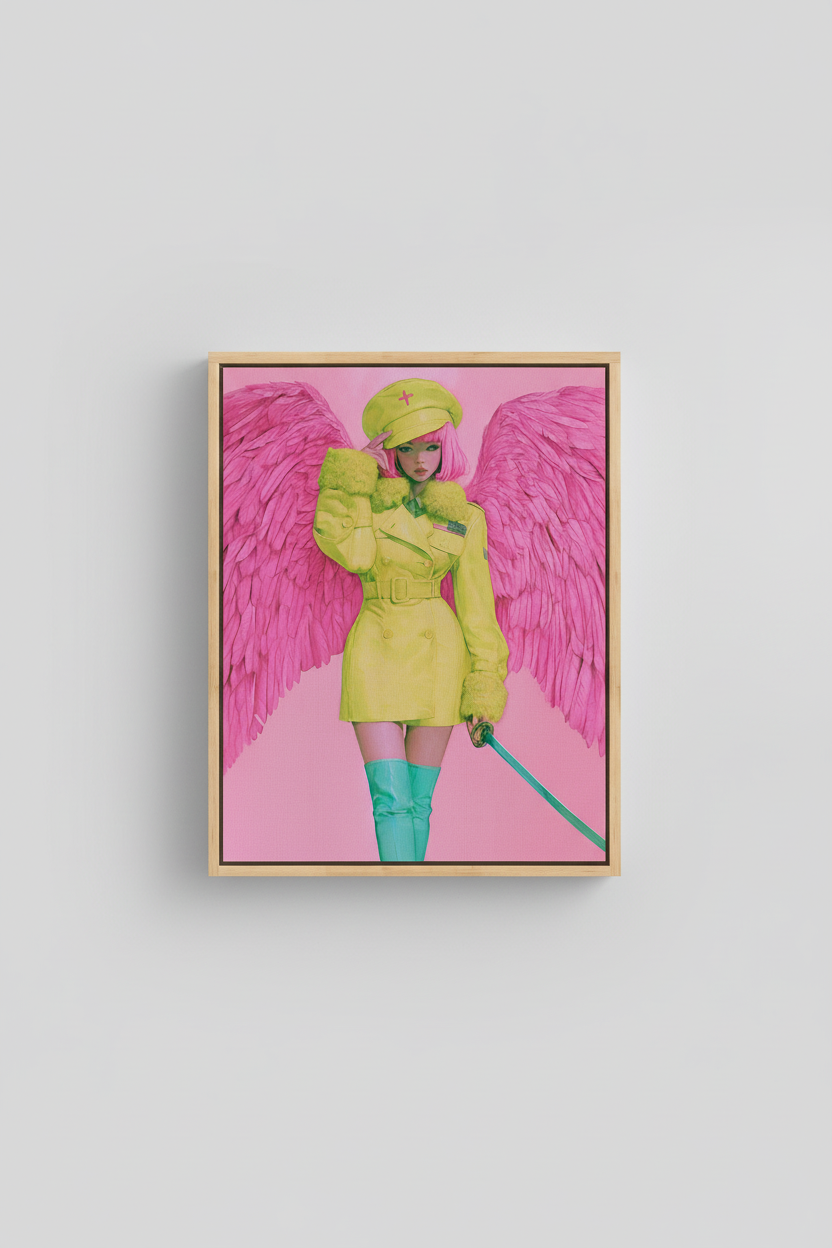 Fearless in Faith – Modern Pink Angel Christian Canvas Wall Art