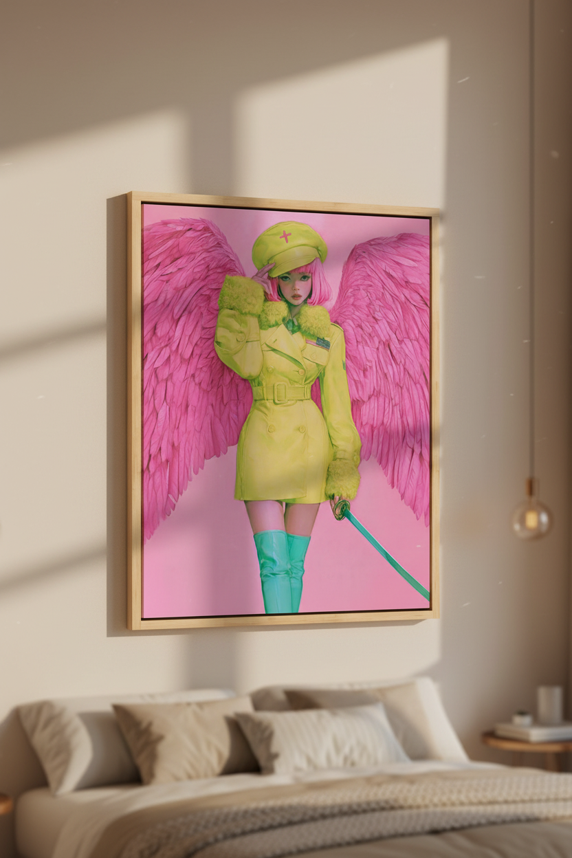 Fearless in Faith – Modern Pink Angel Christian Canvas Wall Art