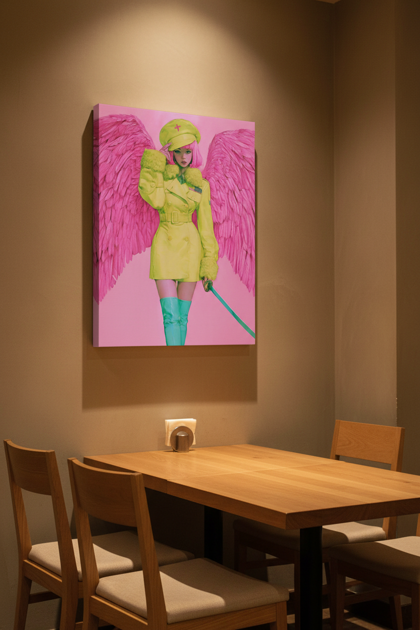 Fearless in Faith – Modern Pink Angel Christian Canvas Wall Art