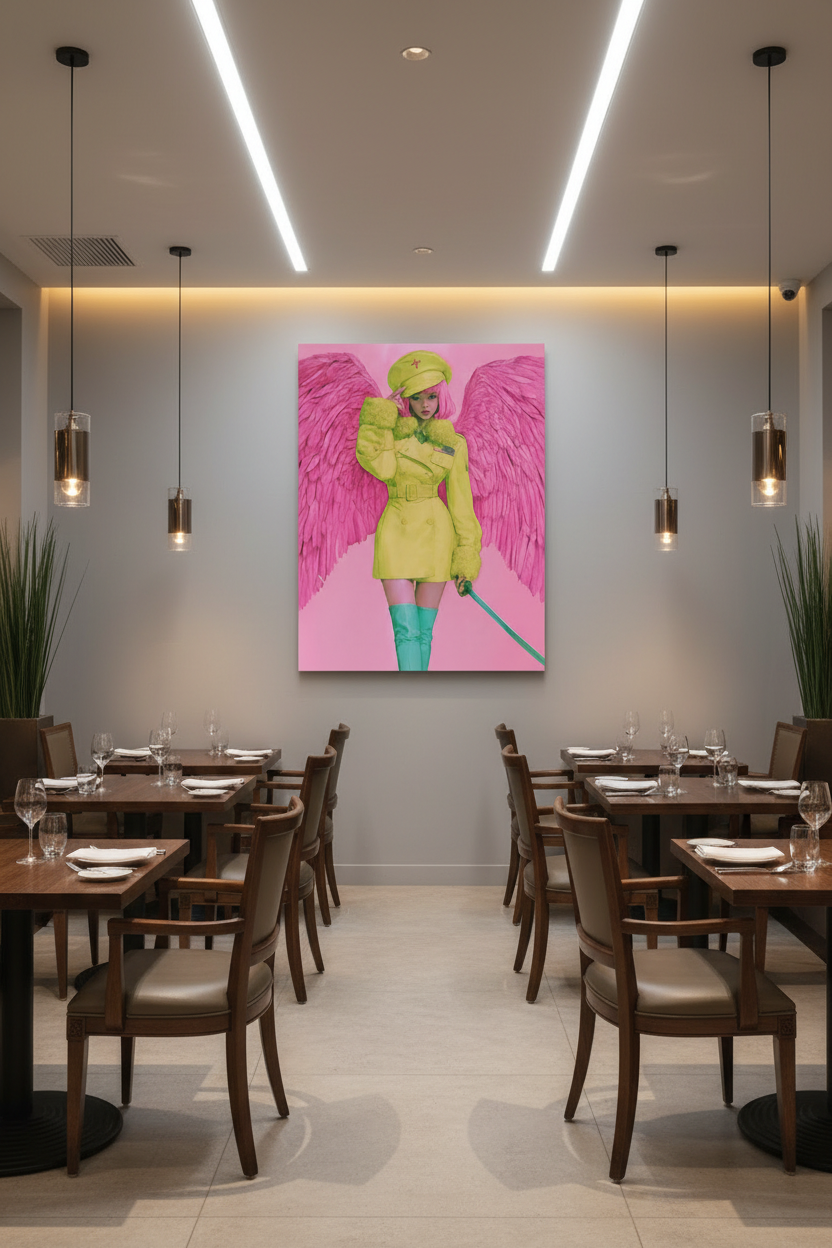 Fearless in Faith – Modern Pink Angel Christian Canvas Wall Art
