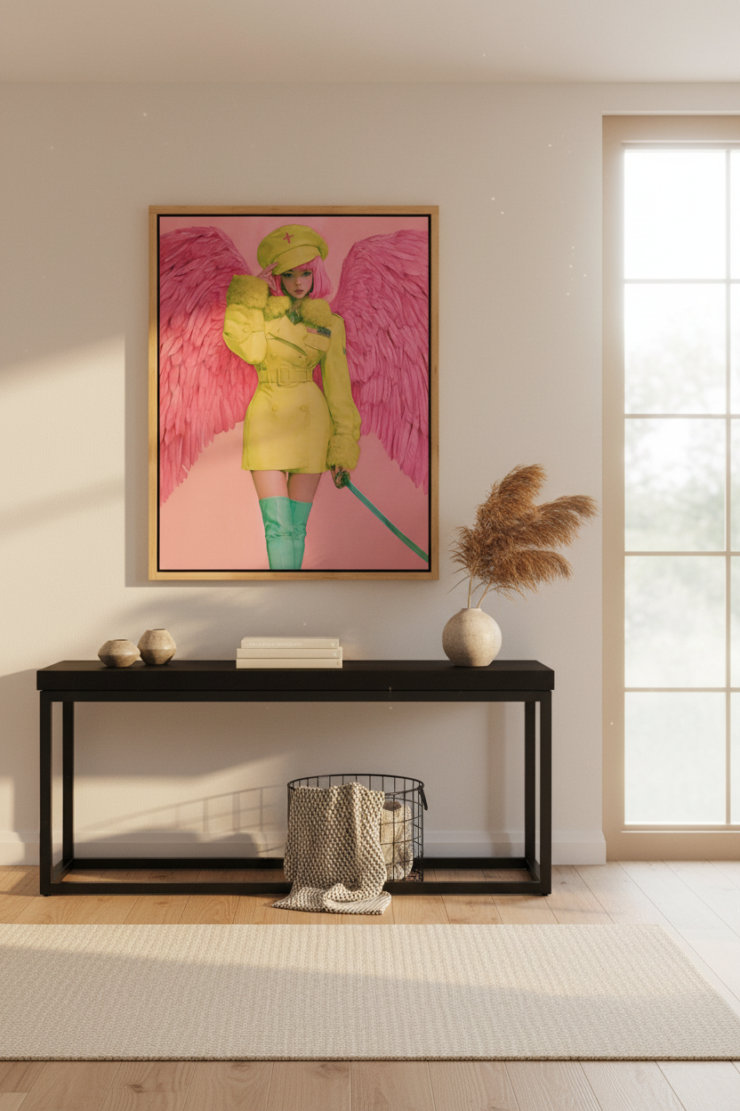 Fearless in Faith – Modern Pink Angel Christian Canvas Wall Art