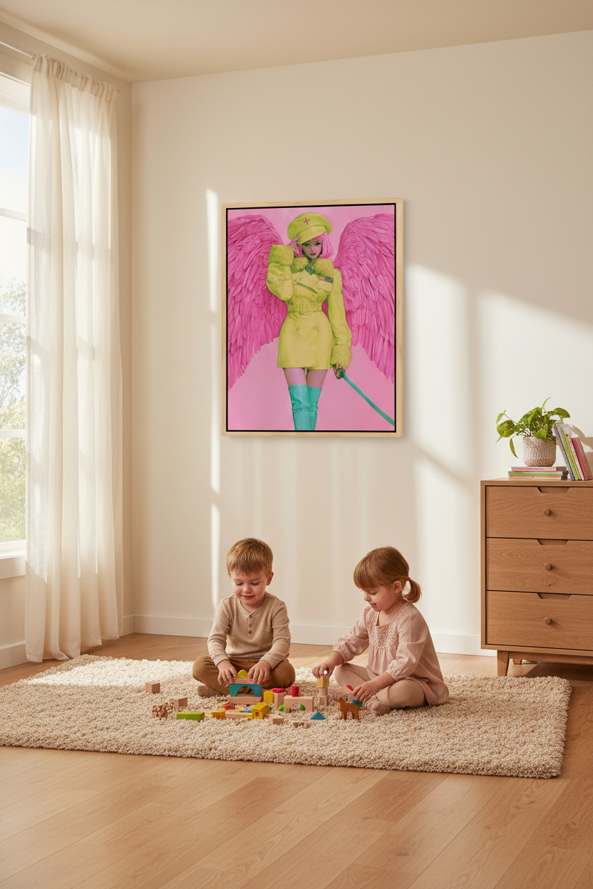 Fearless in Faith – Modern Pink Angel Christian Canvas Wall Art