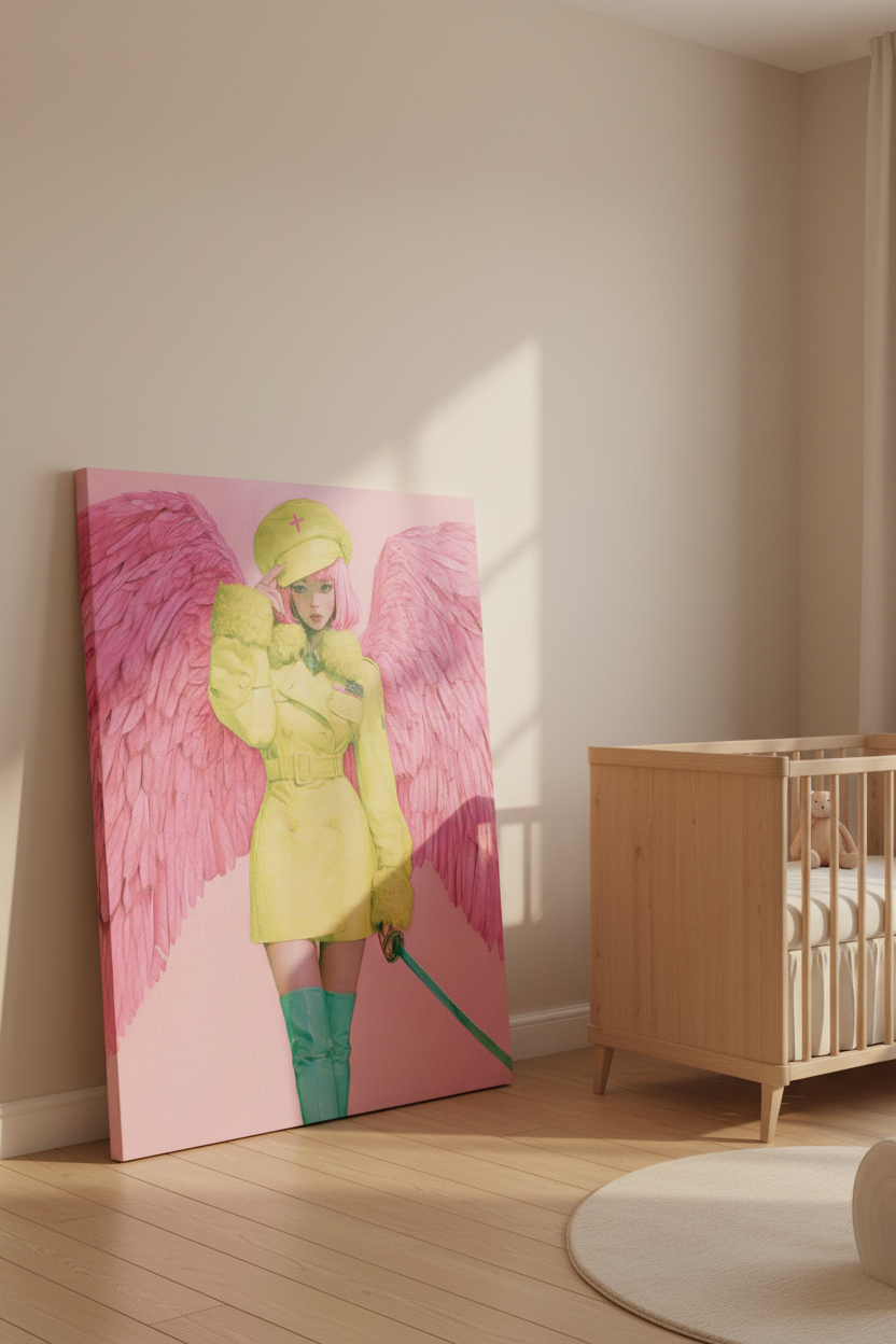Fearless in Faith – Modern Pink Angel Christian Canvas Wall Art