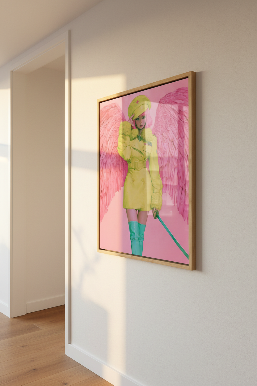Fearless in Faith – Modern Pink Angel Christian Canvas Wall Art