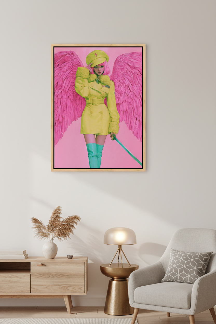 Fearless in Faith – Modern Pink Angel Christian Canvas Wall Art