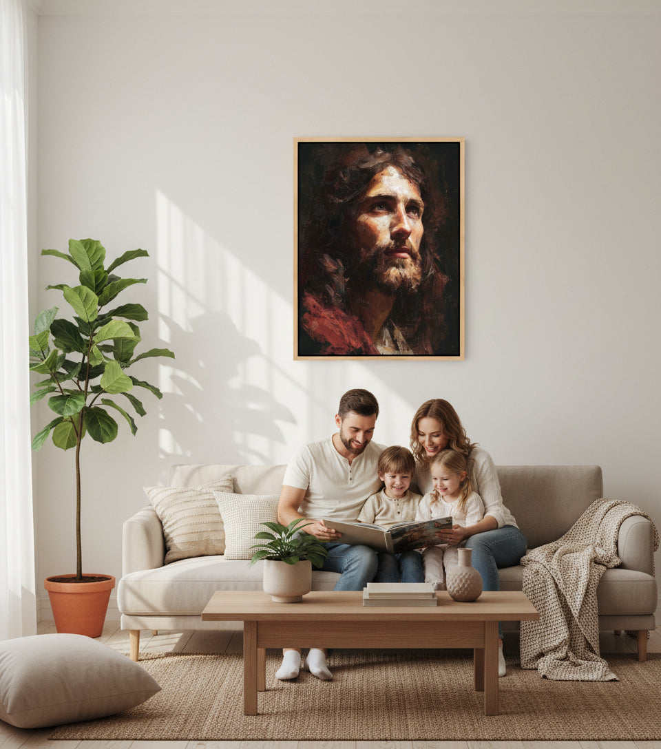 Jesus Looking Toward the Light – Realistic Christian Portrait