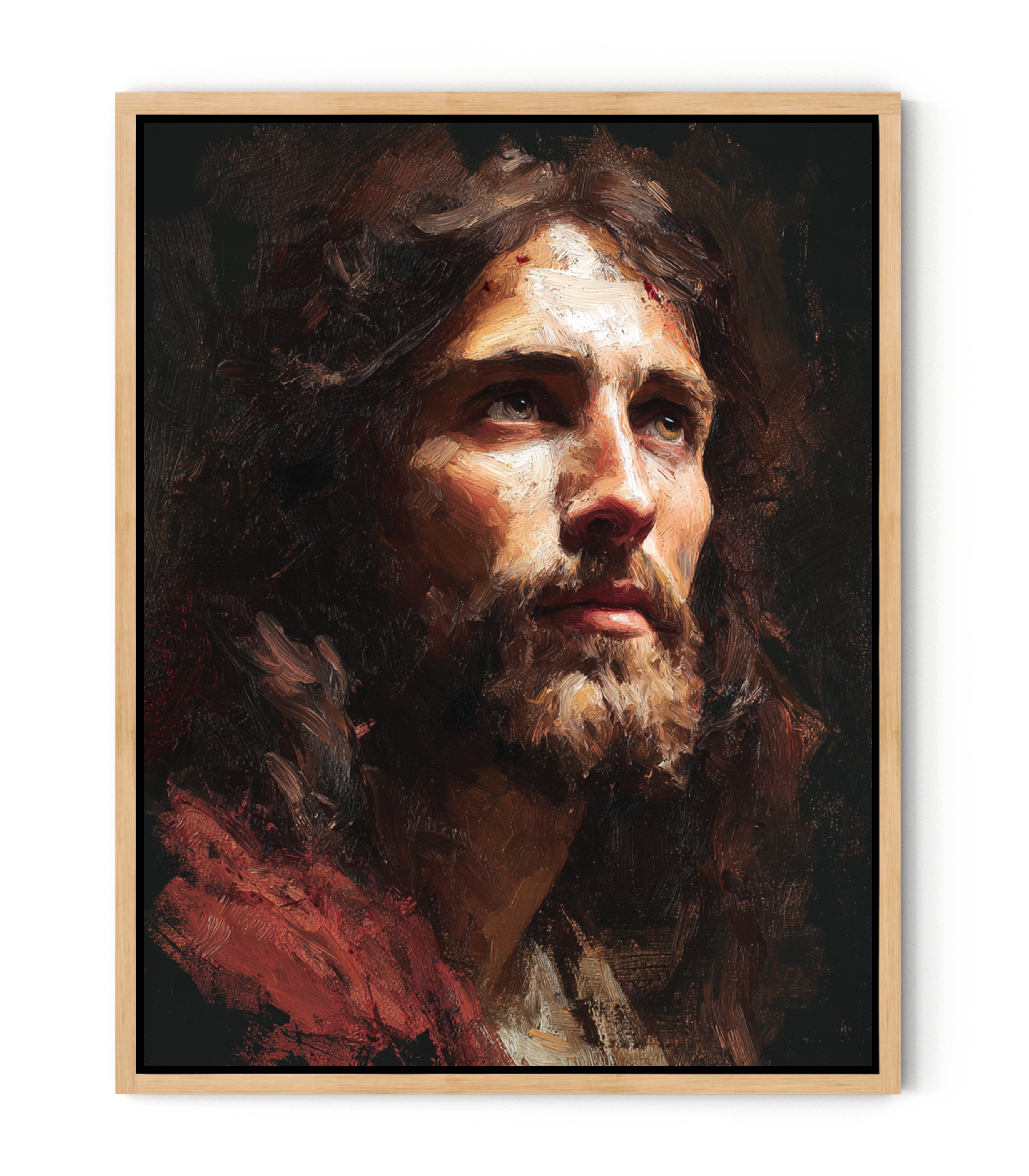 Jesus Looking Toward the Light – Realistic Christian Portrait