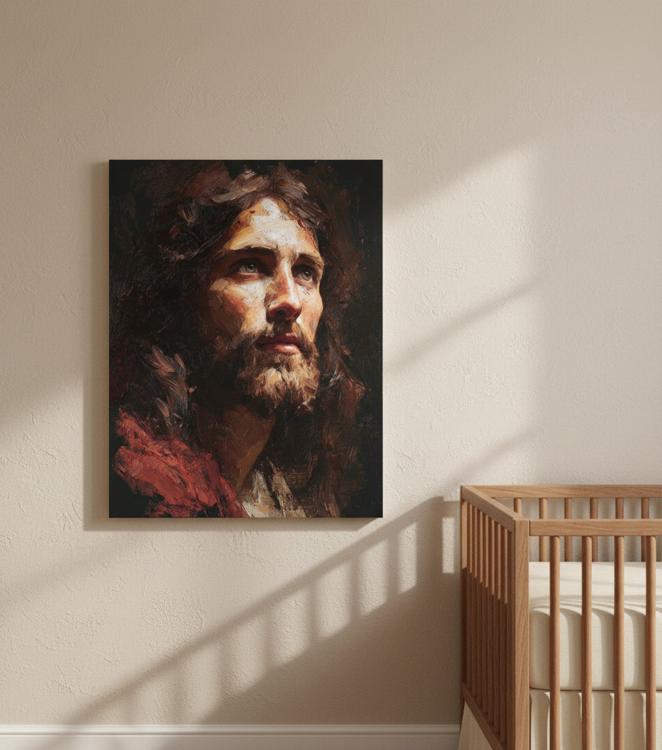 Jesus Looking Toward the Light – Realistic Christian Portrait