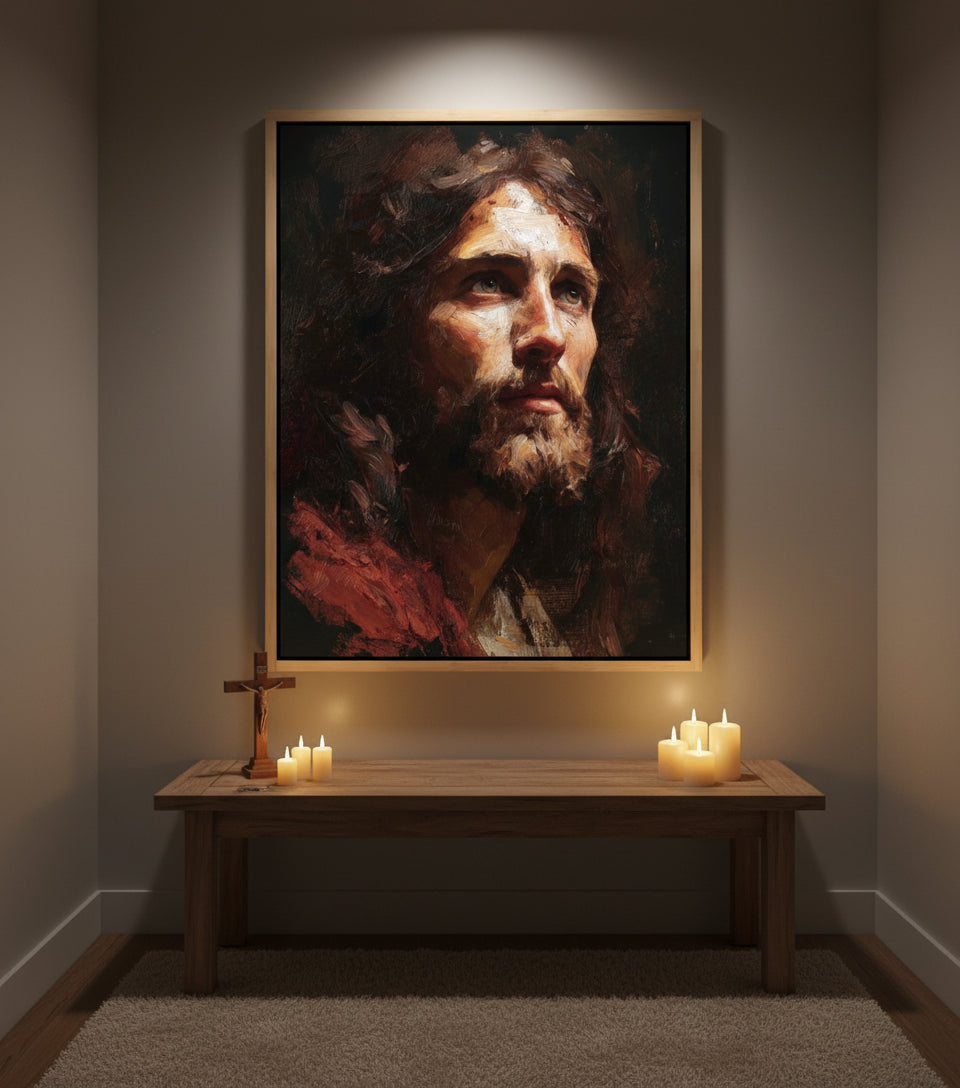 Jesus Looking Toward the Light – Realistic Christian Portrait