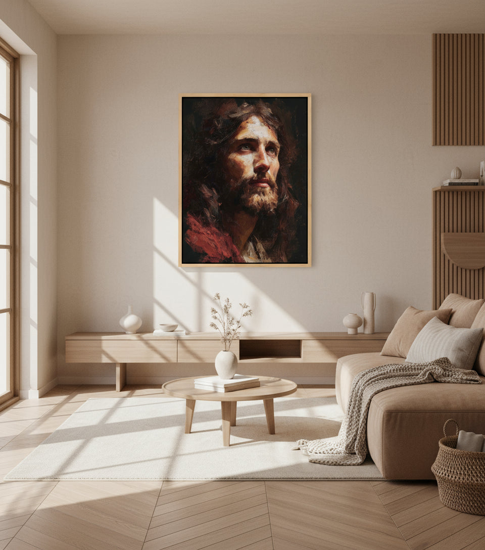 Jesus Looking Toward the Light – Realistic Christian Portrait