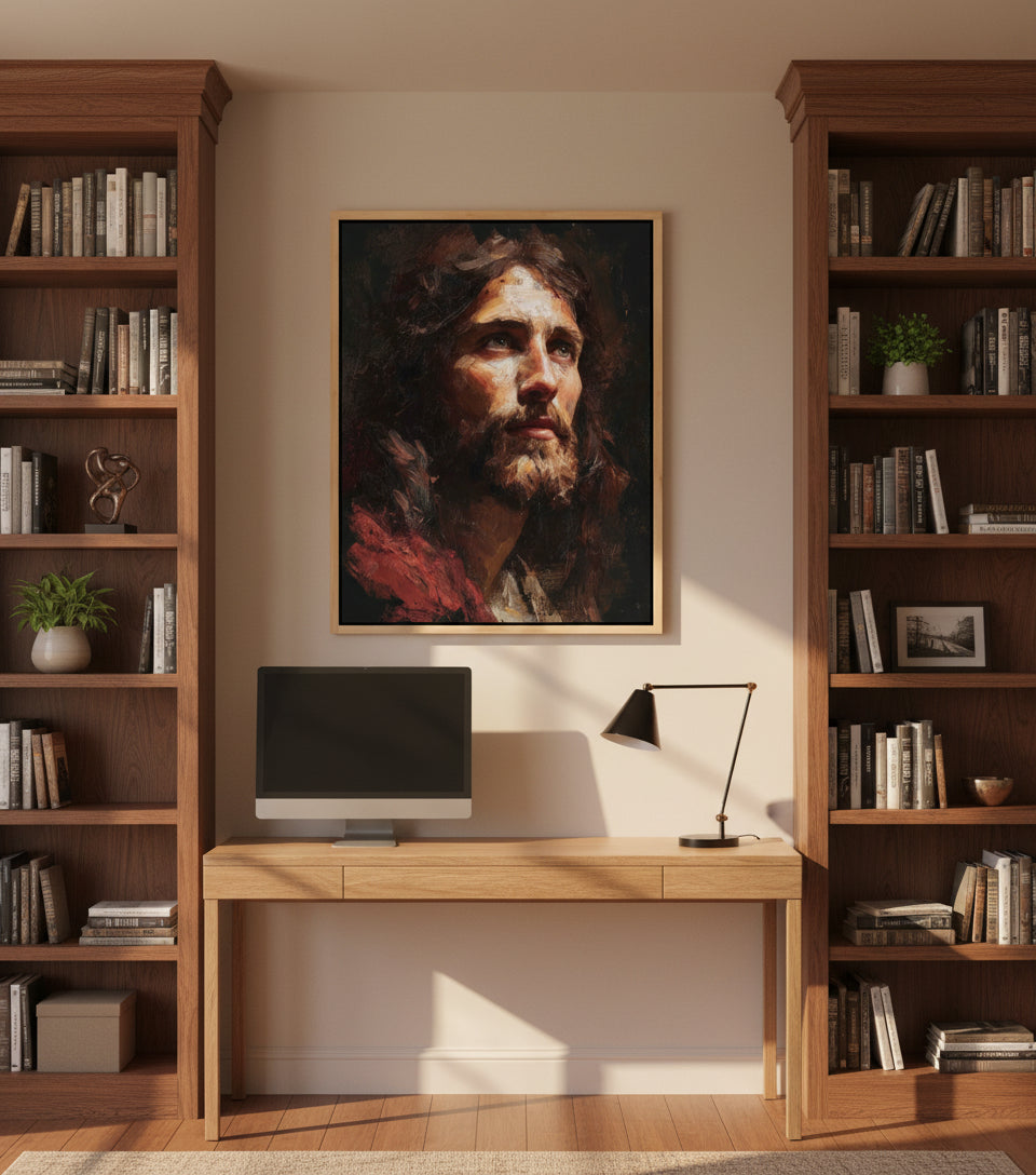 Jesus Looking Toward the Light – Realistic Christian Portrait