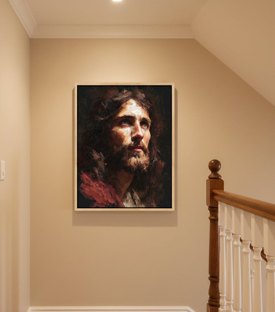Jesus Looking Toward the Light – Realistic Christian Portrait
